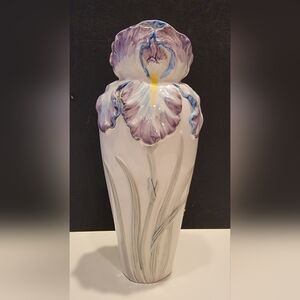 Vintage Sigma the Tastesetter Belle Epoque Handpainted Ceramic Iris Vase  1970s